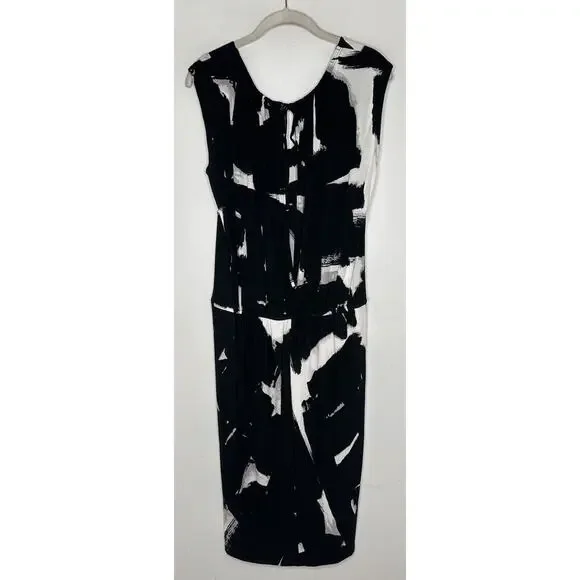 Tracy Reese Women Black Marble Sleeveless Faux Wrap Casual Dress Sz XS - Picture 7 of 7